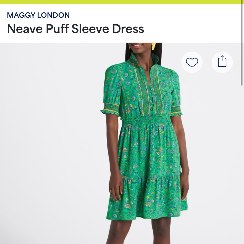 Maggie London Neave Puff Sleeve dress 6P